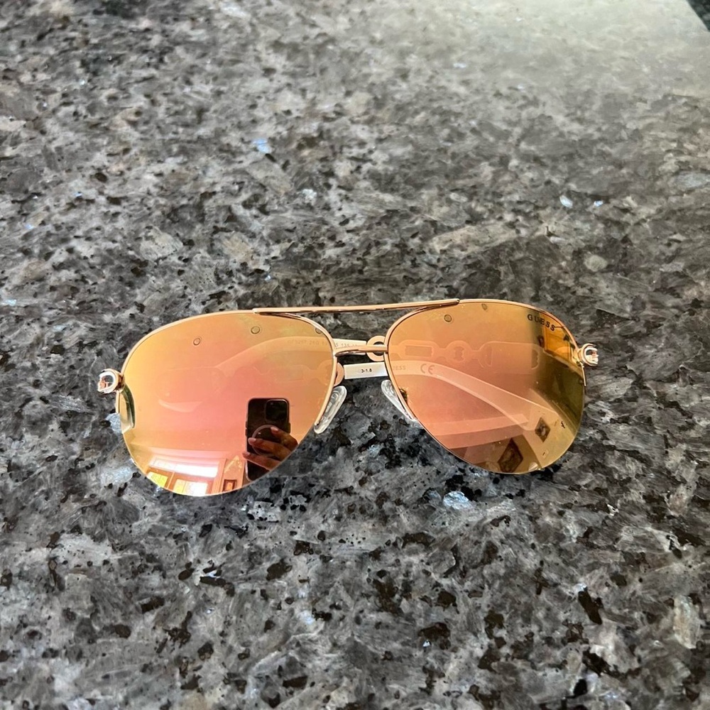 Guess Gold and Pink Aviator Sunglasses